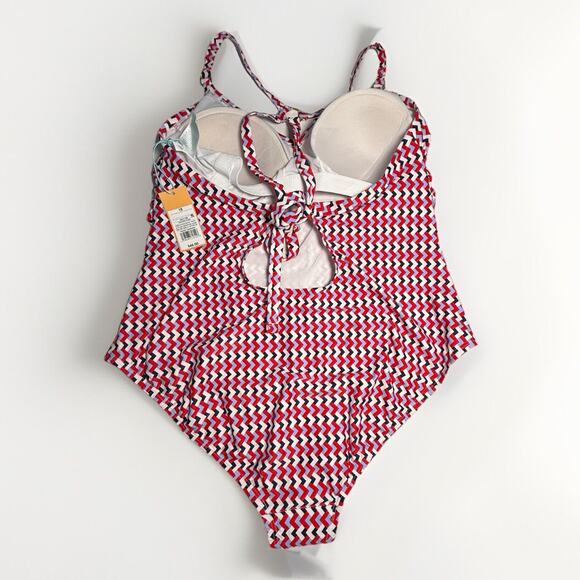 Kona Sol One-Piece Swimsuit Women’s Size 18 Red White Blue Zigzag Strappy Back - Picture 6 of 15